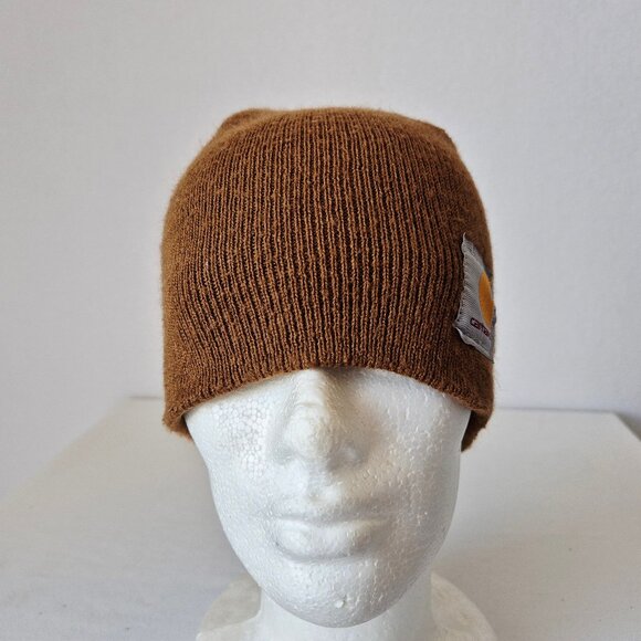 Vintage Carhartt Made in USA Acrylic Rib-Knit Beanie Work Winter Brown Men's - Picture 3 of 8